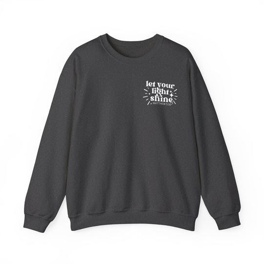 Unisex heavy blend crewneck sweatshirt featuring Let Your Light Shine Crew design. Made of 50% cotton and 50% polyester, ribbed knit collar, and no itchy side seams. Comfortable, loose fit, medium-heavy fabric.