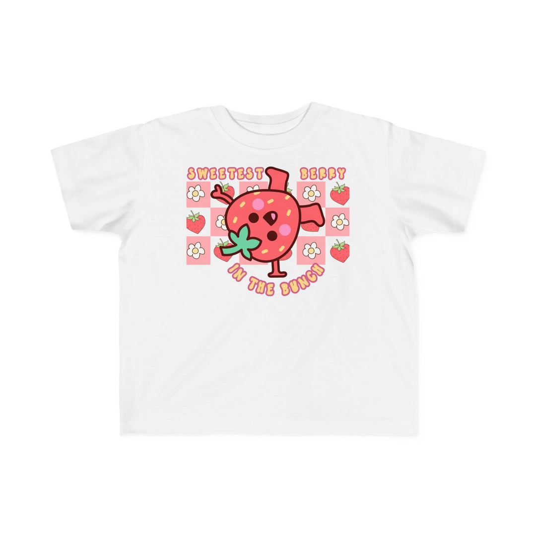Sweetest Berry in the Bunch Toddler Tee, classic fit, 100% cotton, features durable print for toddlers, ideal for sensitive skin. Available in sizes 2T to 5-6T.