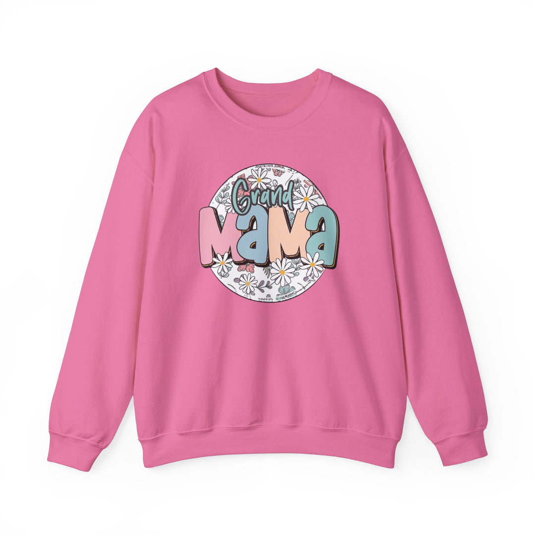 A unisex heavy blend crewneck sweatshirt featuring a graphic design of flowers and words, ideal for comfort in any situation. Made of 50% cotton, 50% polyester, with ribbed knit collar and no itchy side seams.