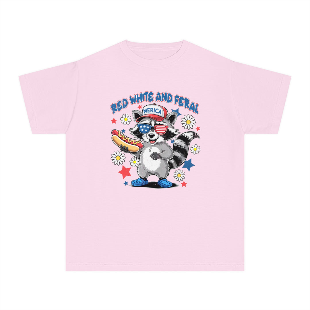 Red White and Feral 4th Kids Tee, featuring a classic fit, crafted from soft-washed, garment-dyed, 100% combed ring-spun cotton for comfort and agility.