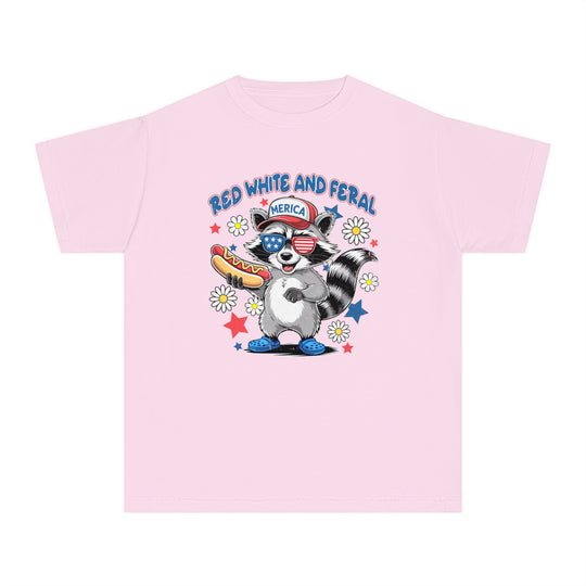 Red White and Feral 4th Kids Tee, featuring a classic fit, crafted from soft-washed, garment-dyed, 100% combed ring-spun cotton for comfort and agility.