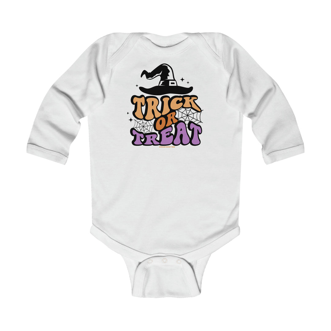 A baby bodysuit featuring a person hat design, perfect for easy changing with plastic snaps. Made of soft 100% cotton for delicate baby skin. From Worlds Worst Tees.