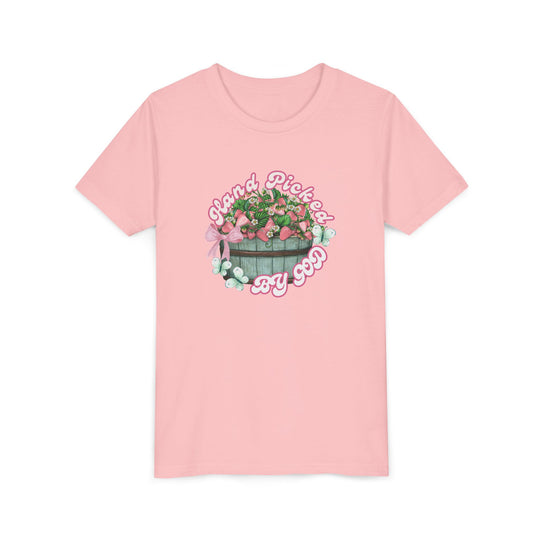 Hand Picked by GOD Youth Tee, a lightweight, comfy short-sleeve shirt for kids, featuring custom artwork capabilities and a modern, versatile fit.
