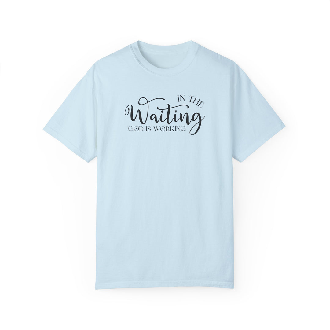 Relaxed fit God is Working Tee in ring-spun cotton. Garment-dyed for coziness, double-needle stitching for durability, tubular shape. Ideal for daily wear. Sizes S-4XL.