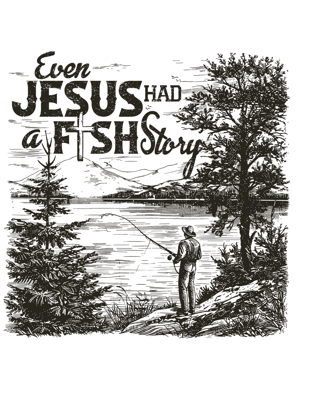 Jesus Fishing Story Long Sleeve T-Shirt