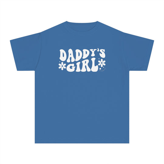 Kid's tee shirt with white text, designed for comfort and agility. Made of 100% combed ringspun cotton, soft-washed, and garment-dyed. Features a classic fit and sew-in twill label. Daddy's Girl Kids Tee by Worlds Worst Tees.