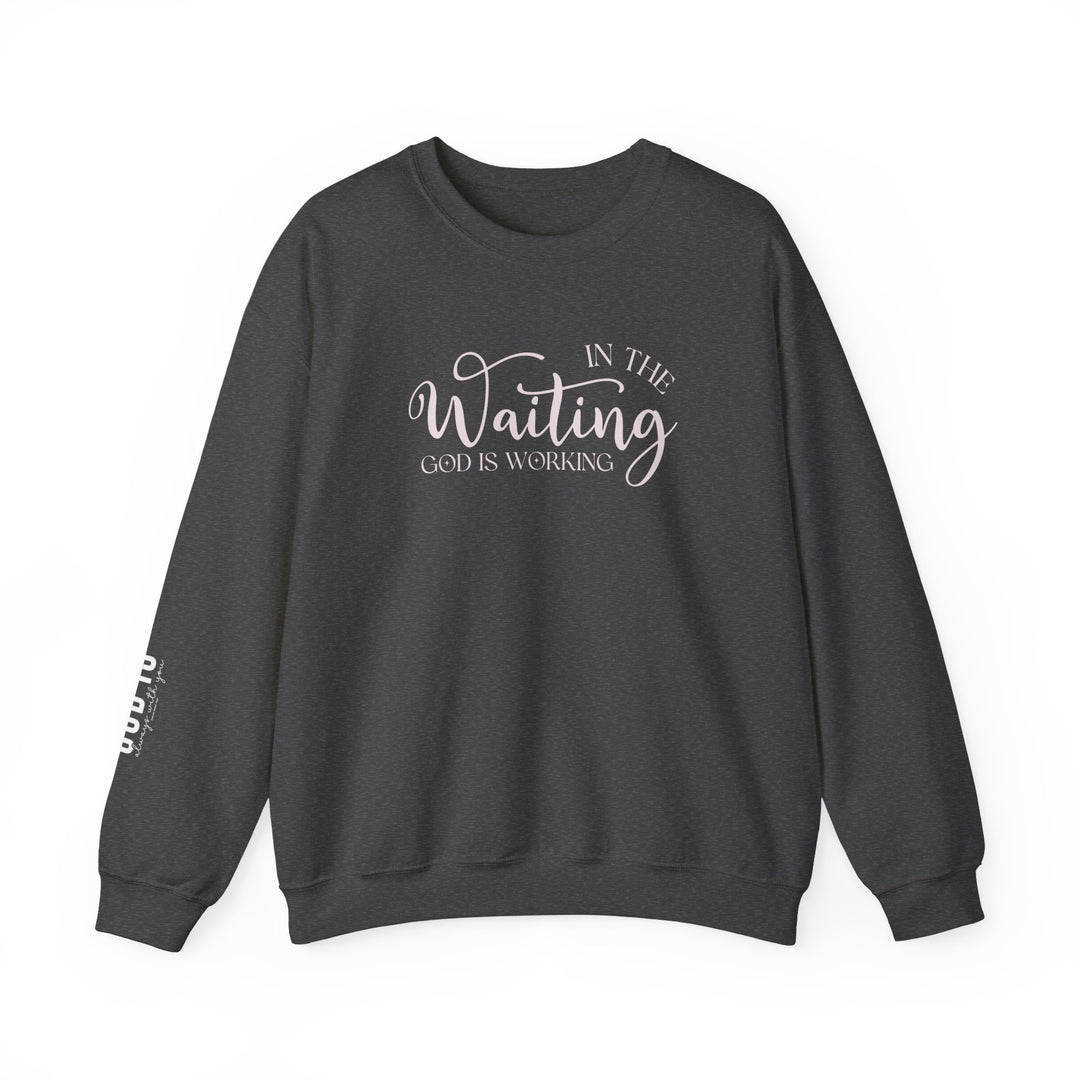 Unisex heavy blend crewneck sweatshirt featuring God is Working Crew text. Made of 50% cotton, 50% polyester with ribbed knit collar. Medium-heavy fabric, loose fit, true to size. Ideal comfort for any occasion.