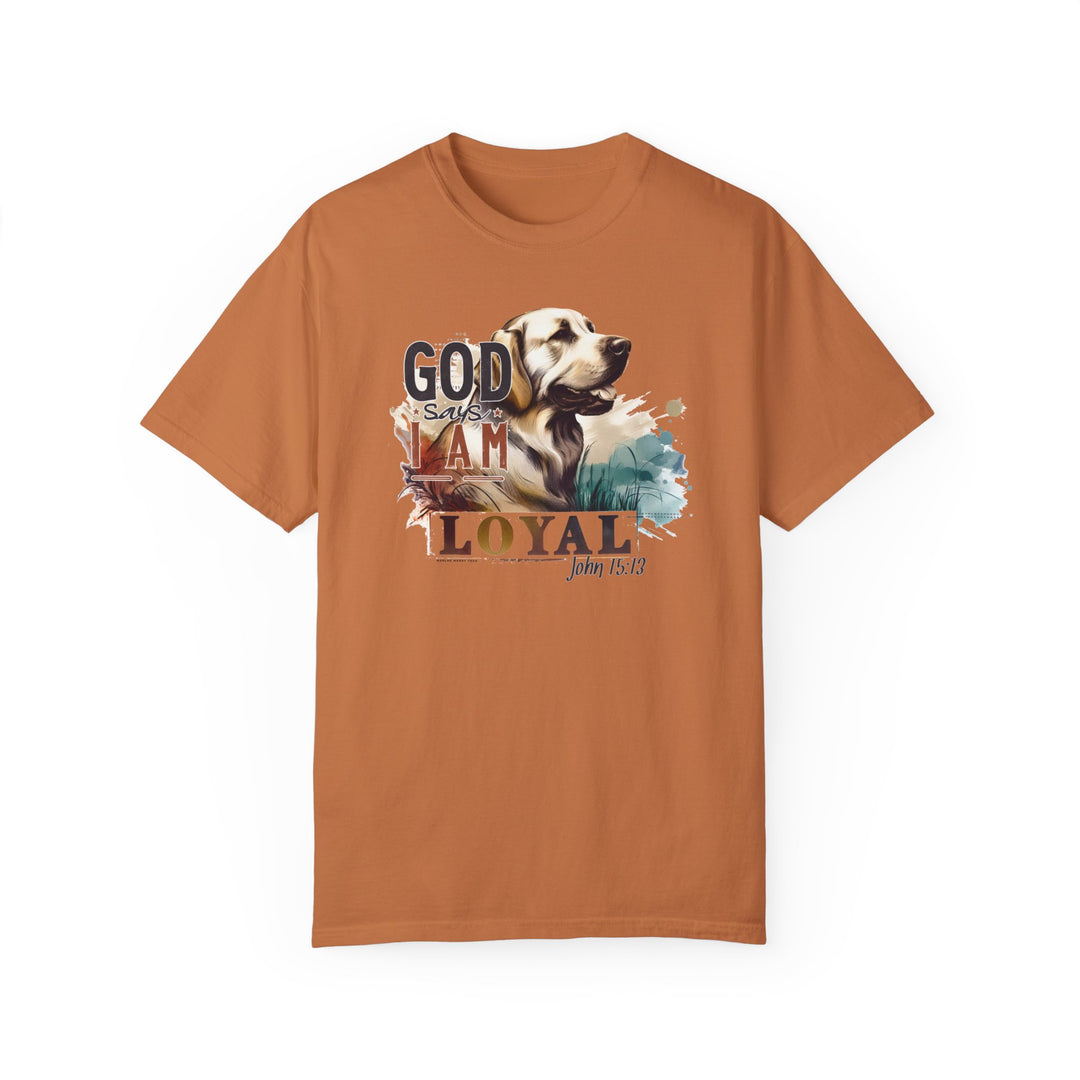 A ring-spun cotton t-shirt featuring a loyal dog graphic, embodying comfort with a relaxed fit. Double-needle stitching ensures durability, while the absence of side-seams maintains the tee's shape. From Worlds Worst Tees.