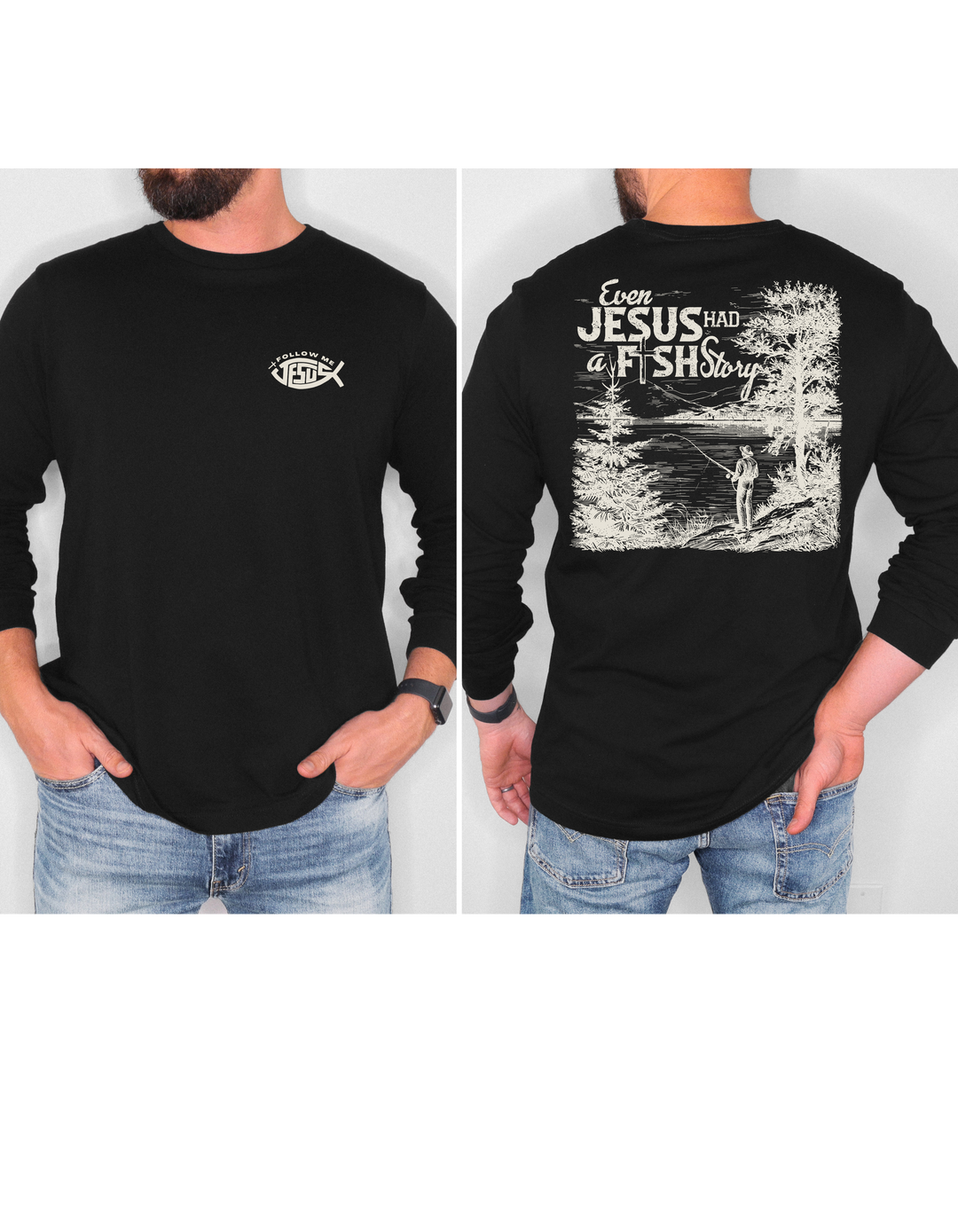 Jesus Fishing Story Long Sleeve T-Shirt