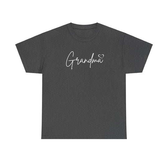 Unisex Grandma Love Tee, a classic fit t-shirt with white text. Heavy cotton, no side seams, ribbed knit collar for comfort and durability. Sizes S-5XL.
