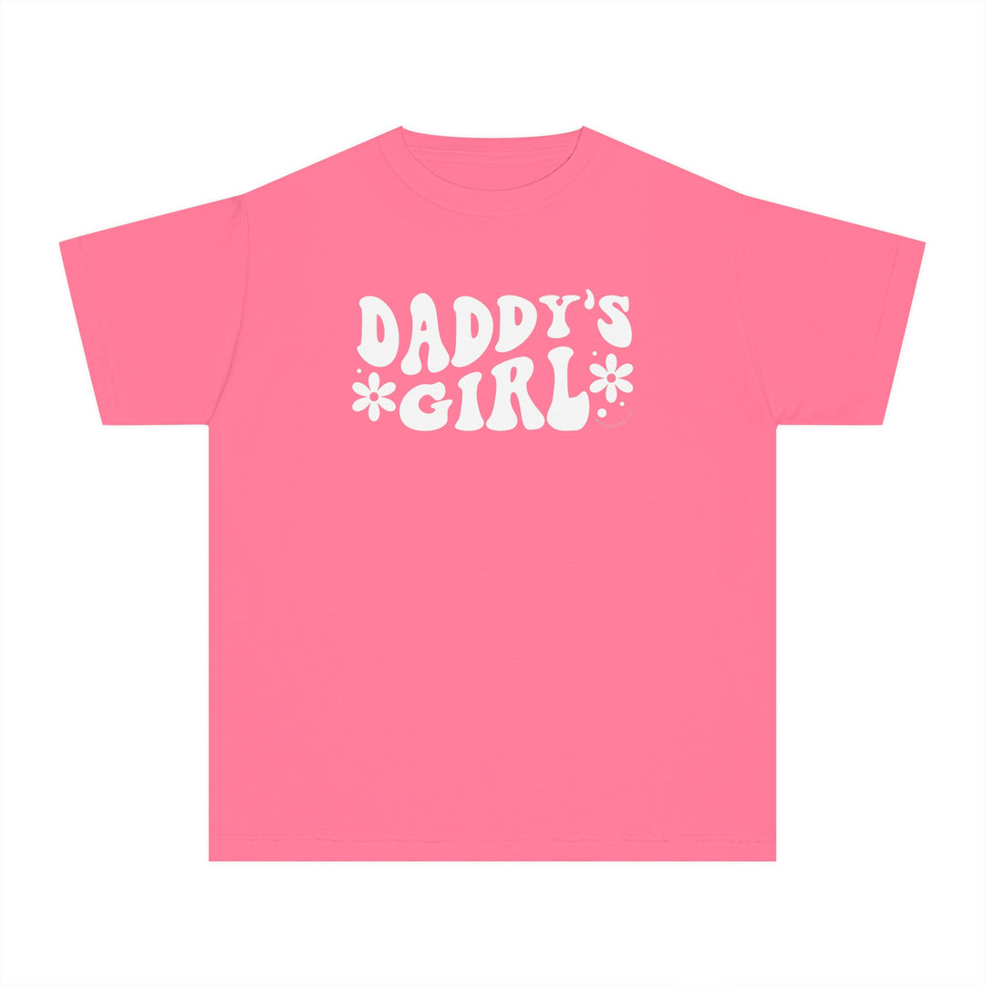 Kid's tee shirt featuring Daddy's Girl text, made of 100% combed ringspun cotton. Soft-washed, garment-dyed fabric in a classic fit for all-day comfort and agility. Perfect for active kids.