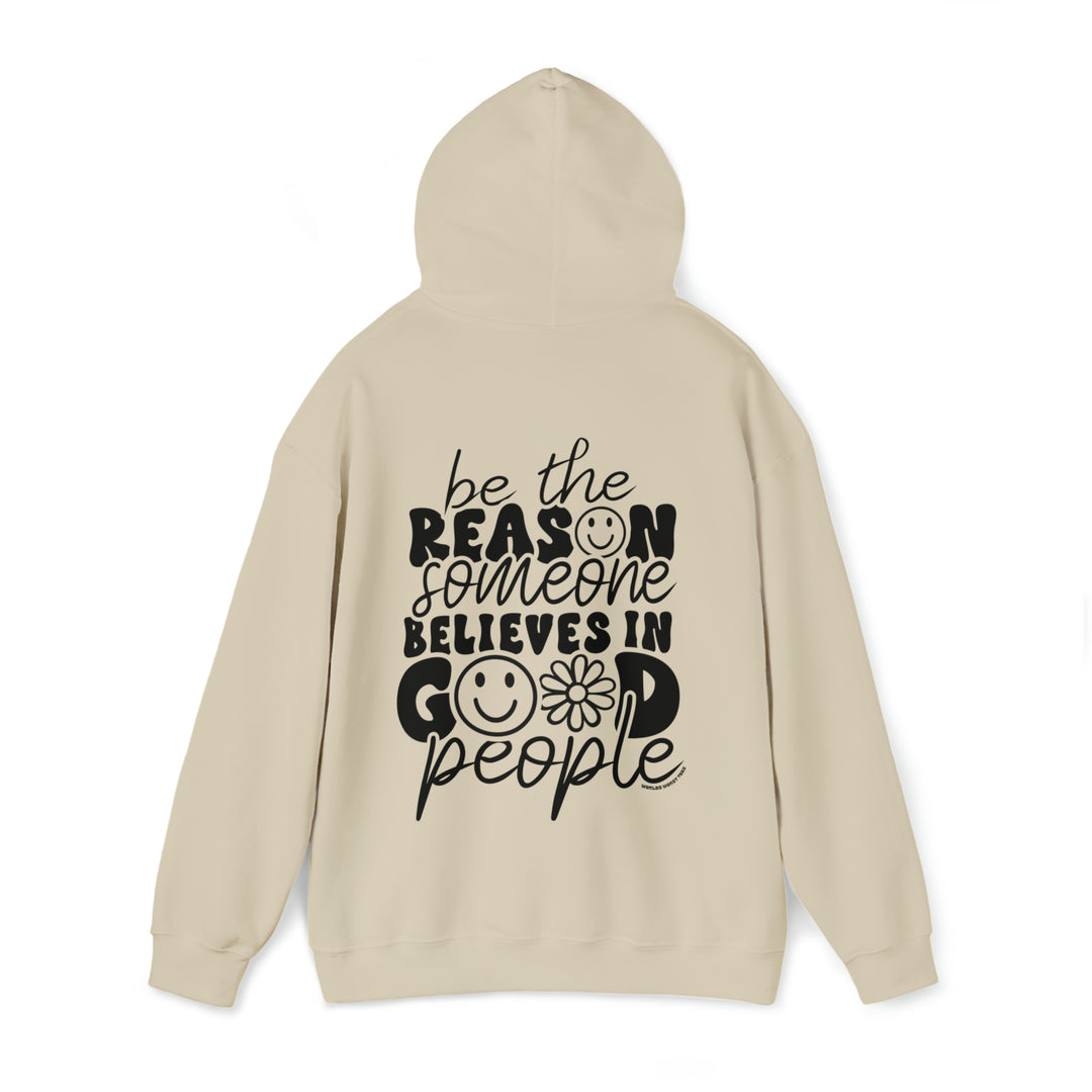 Unisex Be the Reason Sweatshirt: A white crewneck sweatshirt with black text. Comfortable blend of polyester and cotton, ribbed knit collar, loose fit, no itchy side seams. Sizes S-5XL.
