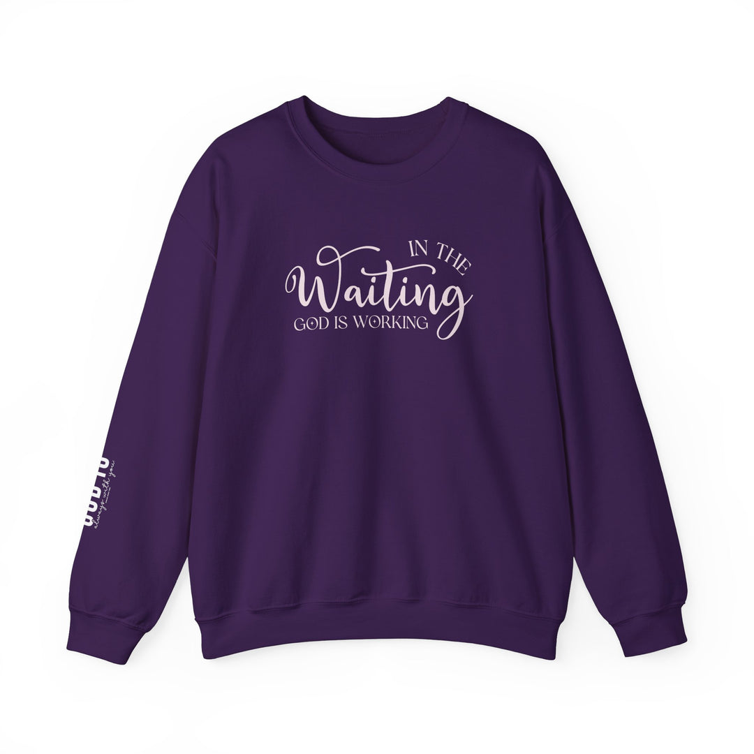 A comfortable unisex heavy blend crewneck sweatshirt from Worlds Worst Tees, featuring the God is Working Crew design. Made of 50% cotton and 50% polyester with ribbed knit collar and no itchy side seams.