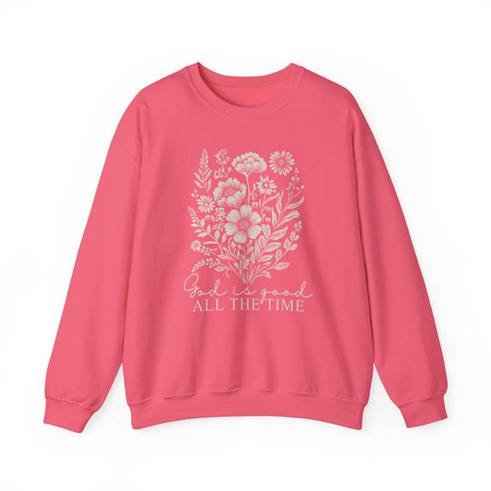 GOD is Good All the Time Crew sweatshirt, featuring a classic fit with ribbed knit collar, ideal for comfort with medium-heavy polyester-cotton blend and durable stitching.