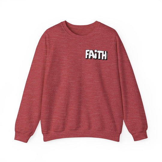 A comfortable unisex heavy blend crewneck sweatshirt featuring the title Walk By Faith Not By Sight Crew. Made of 50% Cotton 50% Polyester with ribbed knit collar and no itchy side seams. Medium-heavy fabric, loose fit, and true to size.