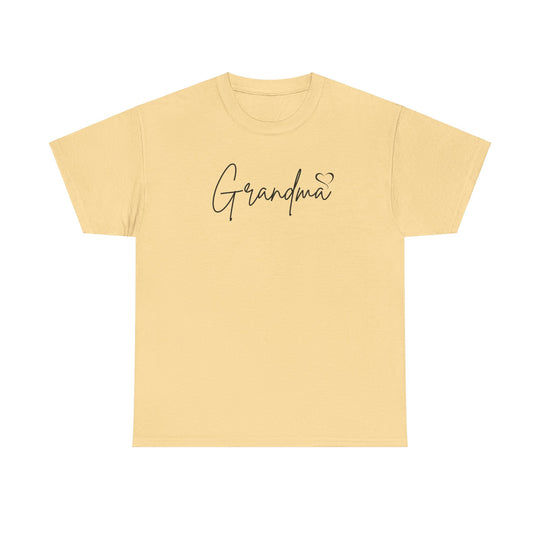 Unisex Grandma Love Tee, a classic fit heavy cotton shirt. No side seams, durable tape on shoulders, ribbed knit collar. Versatile wardrobe staple. Sizes S-5XL. Fiber content varies. Medium weight fabric.