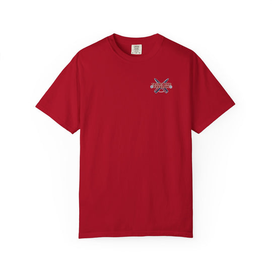 Defend the 2nd Tee, a durable, relaxed-fit, ring-spun cotton t-shirt, ideal for casual wear, featuring double-needle stitching and tubular shape retention.