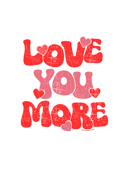 Unisex Love You More Crew sweatshirt featuring unique graphic designs. Medium-heavy fabric, ribbed knit collar, and no itchy seams. Sizes S-5XL. Ideal for comfort and style.
