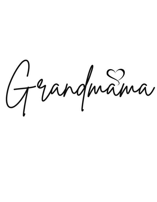 Unisex Grandmama Crew heavy blend sweatshirt, 50% cotton, 50% polyester, ribbed knit collar, no itchy side seams, medium-heavy fabric, loose fit, true to size. Handwriting calligraphy font on black background.