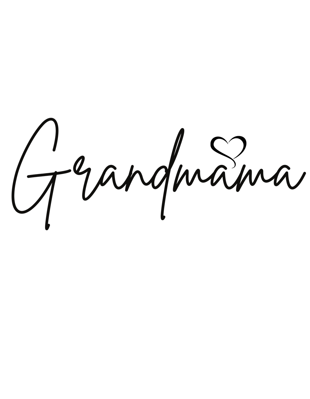 Grandmama Hoodie: Unisex heavy blend sweatshirt in black with calligraphy text. Cotton-polyester fabric, kangaroo pocket, drawstring hood. Classic fit, tear-away label, sizes S-5XL. From Worlds Worst Tees.