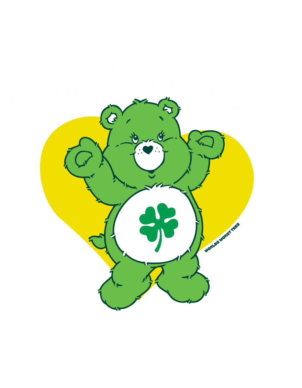 Feeling Lucky Crew unisex sweatshirt featuring a cartoon bear with a clover. Heavy blend fabric, ribbed knit collar, no itchy seams. 50% cotton, 50% polyester, loose fit. Sizes S-5XL.