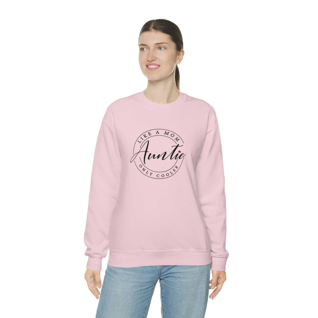 Auntie Crewneck sweatshirt: Unisex heavy blend, 50% cotton, 50% polyester. Ribbed knit collar, no itchy seams. Loose fit, sewn-in label. Ideal comfort for all occasions.