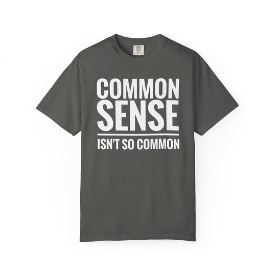 Common Sense Tee: A relaxed-fit, garment-dyed t-shirt made from 100% ring-spun cotton, featuring durable double-needle stitching and a classic crew neckline.