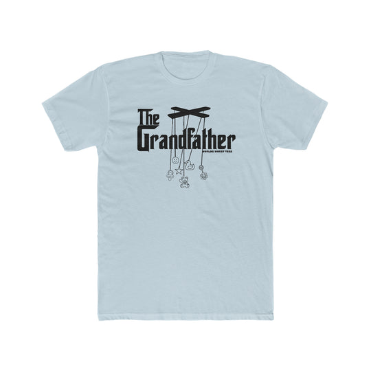 A relaxed fit Grandfather Tee in white, featuring black text. Made of 100% ring-spun cotton, with double-needle stitching for durability and a seamless design for comfort. From Worlds Worst Tees.