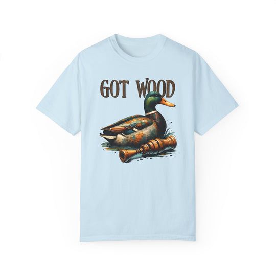 A relaxed fit Got Wood Tee t-shirt with a duck design on 100% ring-spun cotton. Medium weight, durable with double-needle stitching, and no side-seams for a tubular shape.