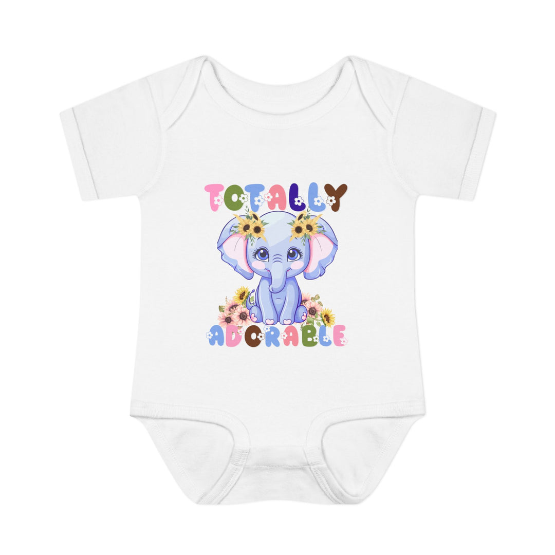 Totally Adorable Onesie: Infant unisex bodysuit with lap shoulders, made from soft ring-spun cotton, ensuring comfort and ease for newborns to 24 months.
