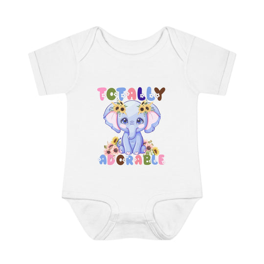 Totally Adorable Onesie: Infant unisex bodysuit with lap shoulders, made from soft ring-spun cotton, ensuring comfort and ease for newborns to 24 months.
