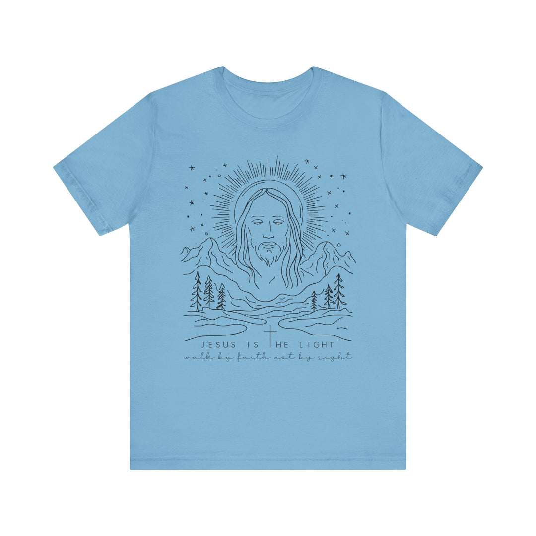 Jesus is the Light Tee, a classic unisex jersey short sleeve, featuring ribbed knit collars and tapered shoulders for a perfect fit.