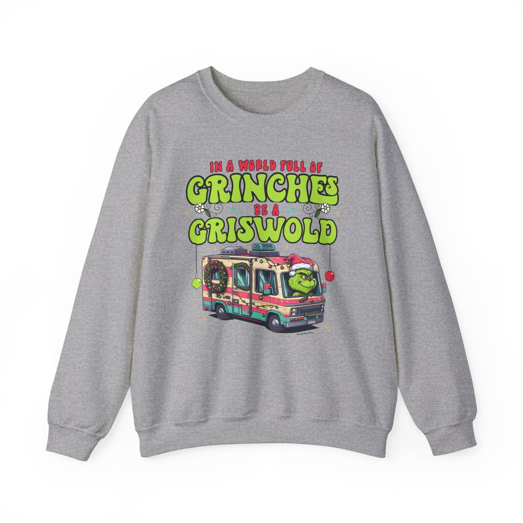 Unisex heavy blend crewneck sweatshirt featuring a cartoon image of a holiday vehicle, ideal for comfort. Made of 50% cotton, 50% polyester with ribbed knit collar. From 'Worlds Worst Tees'.