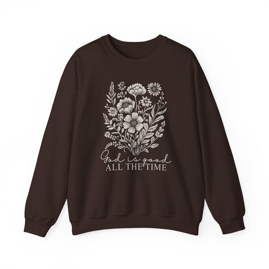 GOD is Good All the Time Crewneck sweatshirt, featuring a classic fit with ribbed collar, made from a cozy polyester-cotton blend for comfort and durability.