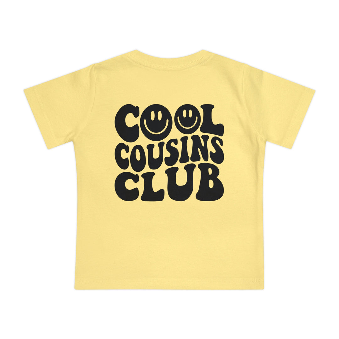 Cool Cousins Club Baby Tee, soft and durable, perfect for infants taking first steps. Made from pre-shrunk, airlume cotton for comfort and style.