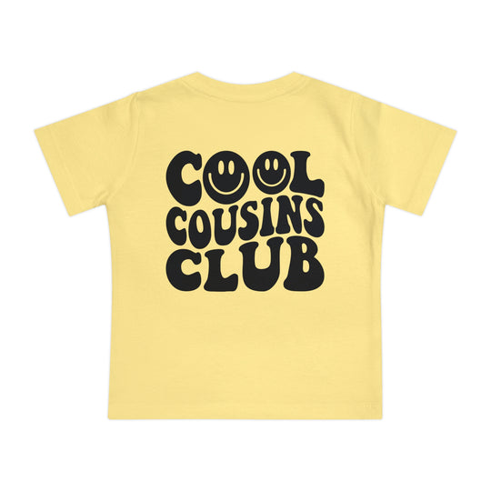 Cool Cousins Club Baby Tee, soft and durable, perfect for infants taking first steps. Made from pre-shrunk, airlume cotton for comfort and style.