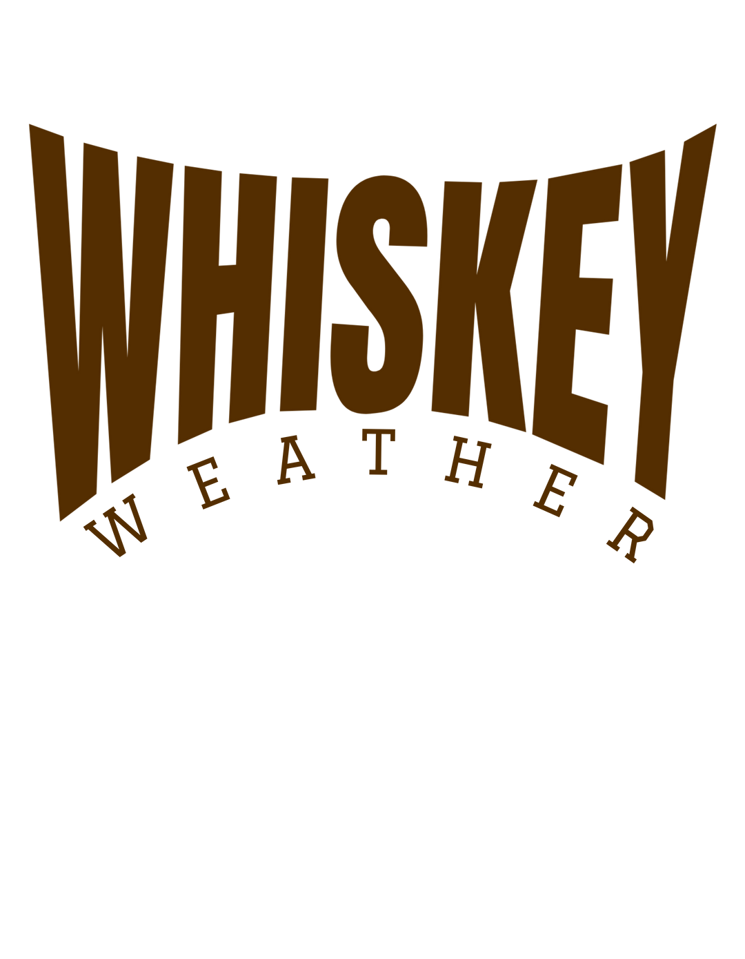 Whiskey Weather Crew logo graphic on a unisex heavy blend sweatshirt, featuring bold, arched lettering in dark brown, perfect for cozy, stylish wear.