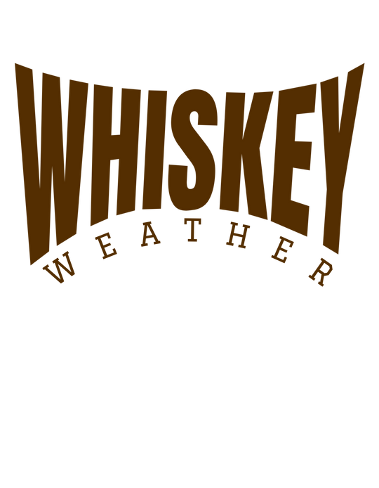 Whiskey Weather Crew logo graphic on a unisex heavy blend sweatshirt, featuring bold, arched lettering in dark brown, perfect for cozy, stylish wear.