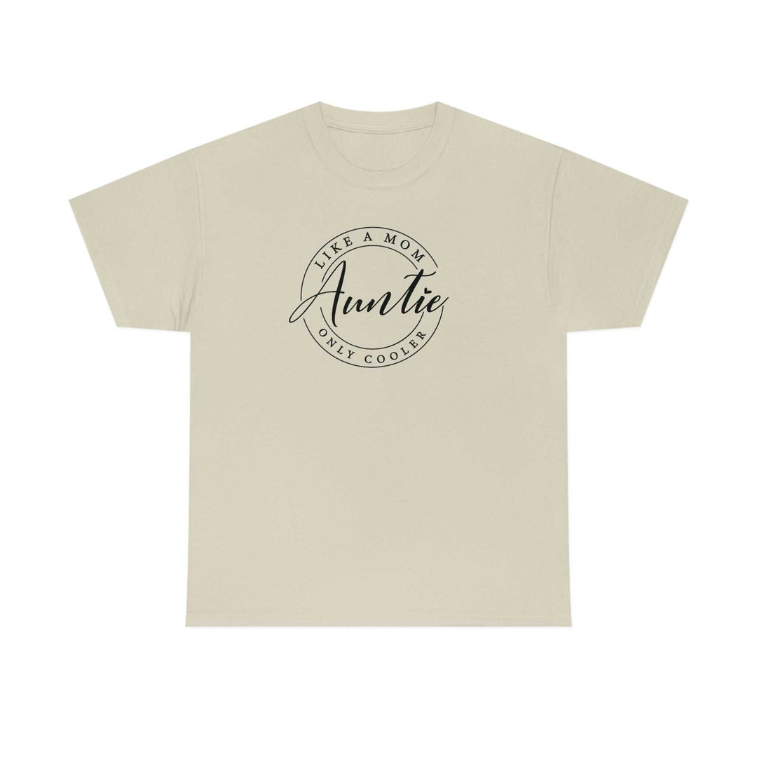 Auntie Tee: Unisex heavy cotton shirt with logo detail. Seamless, durable design for casual style. 100% cotton, tear-away label, classic fit. From 'Worlds Worst Tees'.