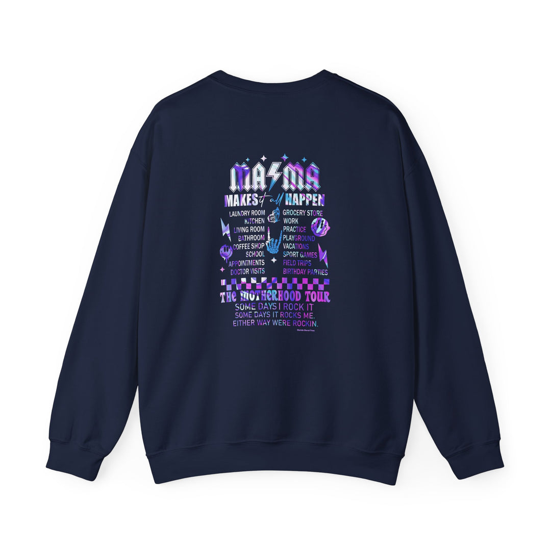 A unisex heavy blend crewneck sweatshirt, the Ma/Ma Band Crew offers comfort with a ribbed knit collar and no itchy side seams. Made of 50% cotton and 50% polyester, featuring a loose fit in medium-heavy fabric.