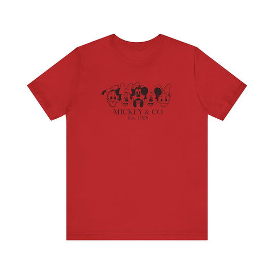 Mickey and CO Tee: A classic unisex jersey short sleeve tee with ribbed knit collar and tapered shoulders, made from soft, breathable Airlume cotton for comfort and durability.
