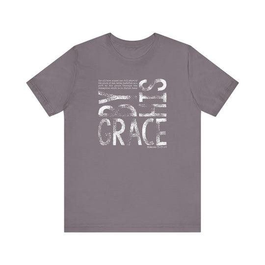 By His Grace Tee, a classic unisex jersey short sleeve shirt, features soft cotton, ribbed knit collars, and durable dual side seams for long-lasting shape retention.
