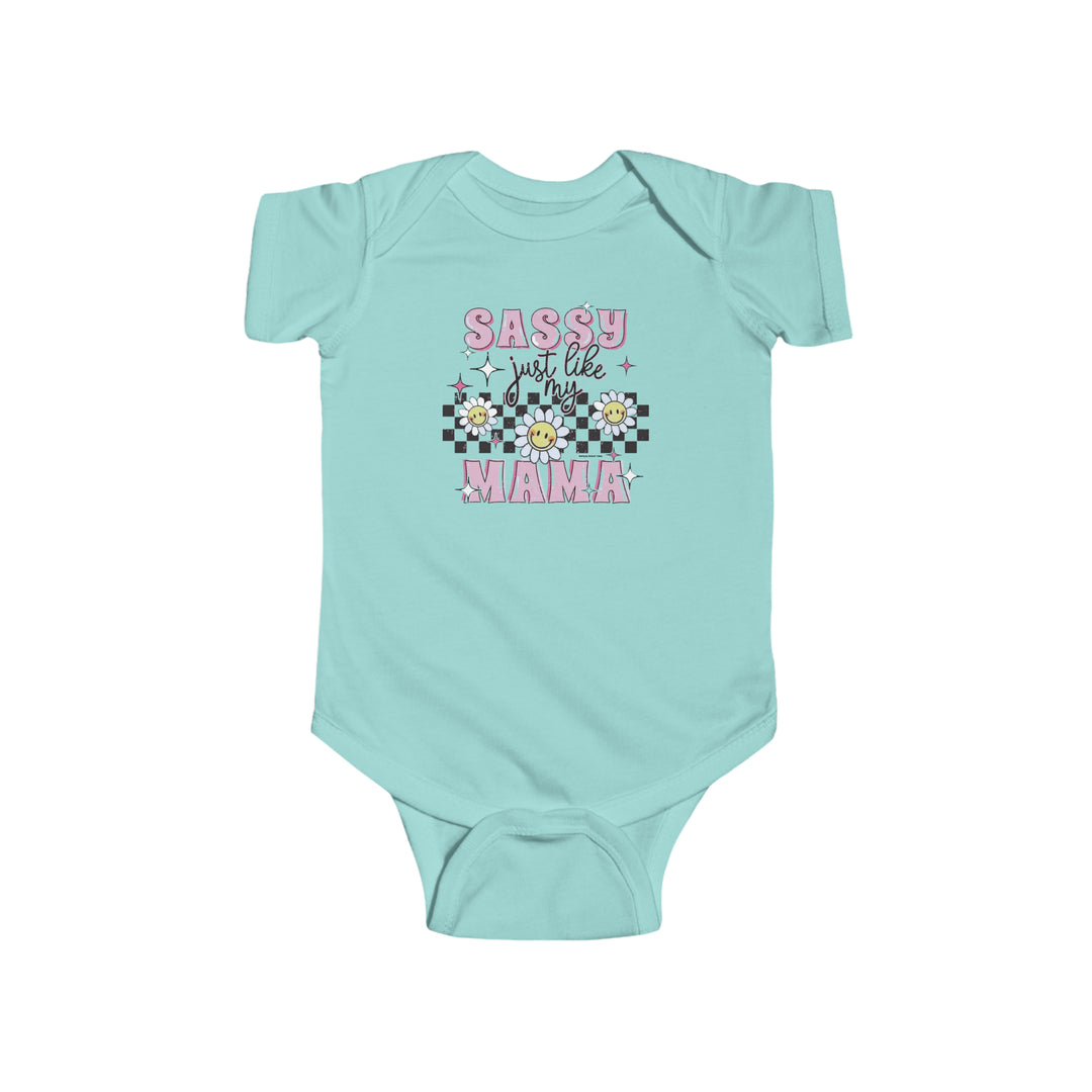 A playful infant fine jersey bodysuit featuring a charming design and text, ideal for easy changing with plastic snaps. Made of 100% cotton for durability and softness. From Worlds Worst Tees, known for unique graphic apparel.
