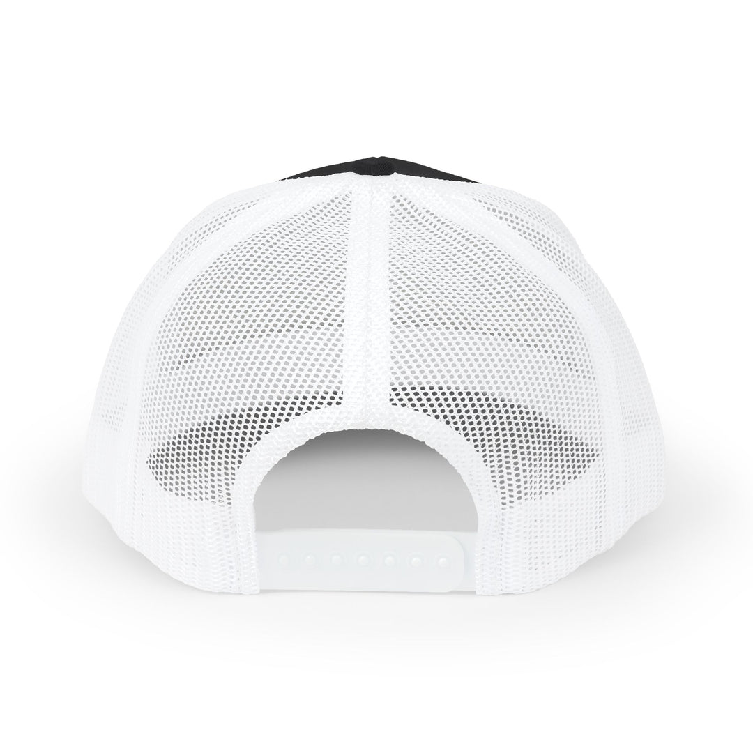 Grammy Snapback Trucker Cap with a classic 6-panel design, mid-profile fit, pre-curved visor, cotton sweatband, and adjustable snap closure for a stylish, comfortable look.