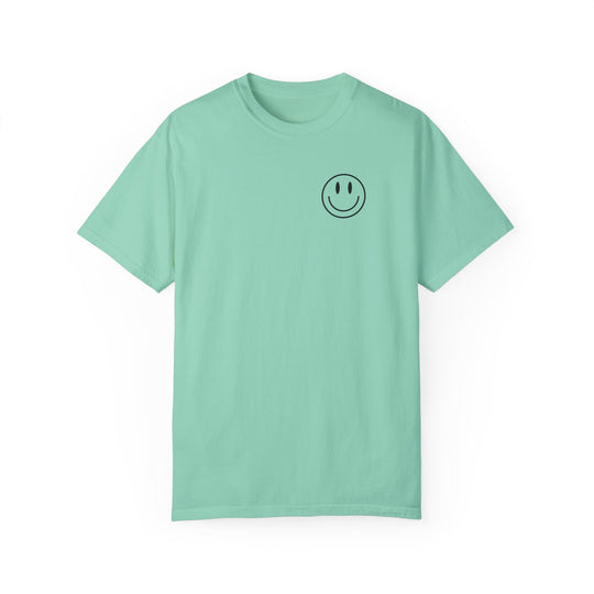 A green Be the reason Tee with a smiley face graphic on a ring-spun cotton t-shirt. Garment-dyed for extra coziness, featuring a relaxed fit and double-needle stitching for durability. From Worlds Worst Tees.