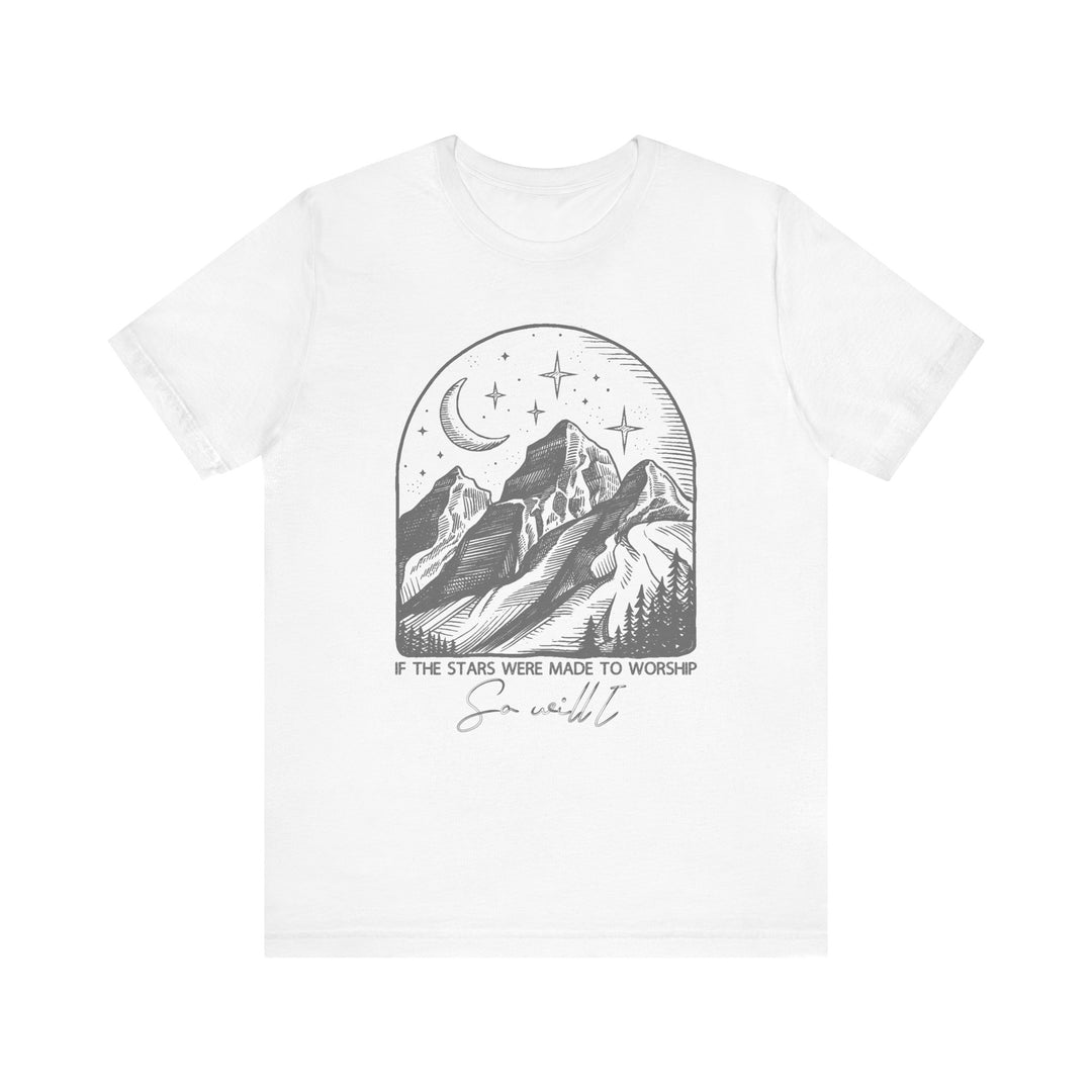 Worship Tipsy Tee: Unisex jersey short sleeve shirt with ribbed knit collar, tapered shoulders, dual side seams, and breathable Airlume cotton for comfort and durability.