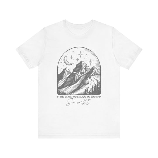 Worship Tipsy Tee: Unisex jersey short sleeve shirt with ribbed knit collar, tapered shoulders, dual side seams, and breathable Airlume cotton for comfort and durability.