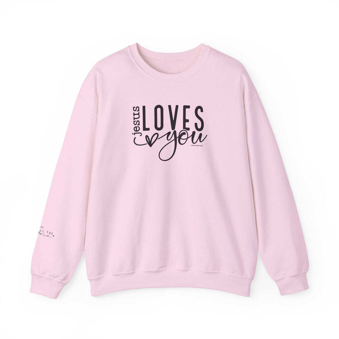 A pink crewneck sweatshirt with black text, featuring a cozy blend of polyester and cotton for comfort. Unisex sizing from S to 5XL, ideal for all occasions. Durable double-needle stitching and ribbed knit collar for style and longevity. Ethically made with US cotton.