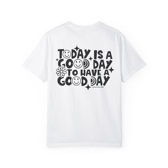 A relaxed-fit God Day to Have a Good Day Tee, crafted from 100% ring-spun cotton. Garment-dyed for extra coziness, featuring double-needle stitching for durability and a seamless design.