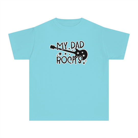 A kid's tee featuring My Dad Rocks text, crafted from 100% soft combed cotton for comfort and agility. Classic fit, light fabric, and sew-in twill label for all-day wear.